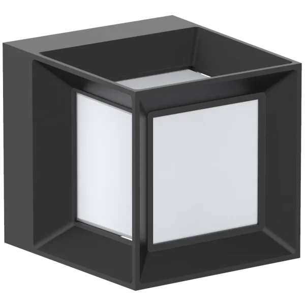 Pure-Outdoor-Tricolour-5-sided-Square-Wall-Light-–-Black-PLWLSQ8B