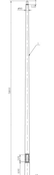 Pure Base Plate Poles      6m  Black