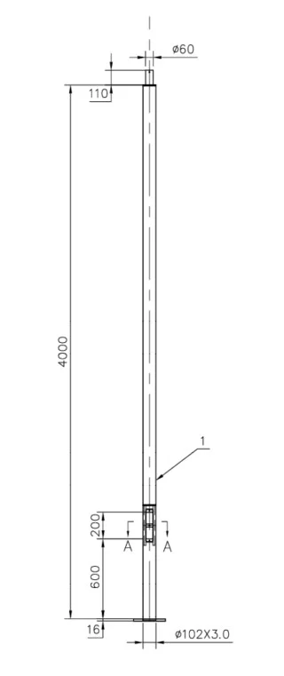 Pure Base Plate Poles 4m Black