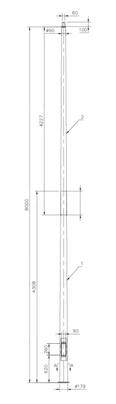 Pure Base Plate Poles 8m Black